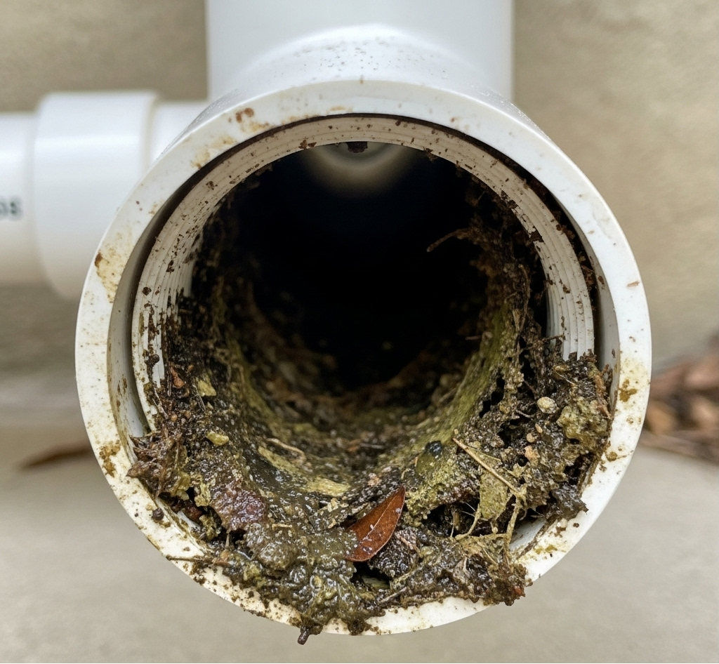 A clogged A/C drain line.