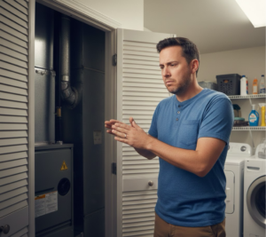 A homeowner looking surprised.